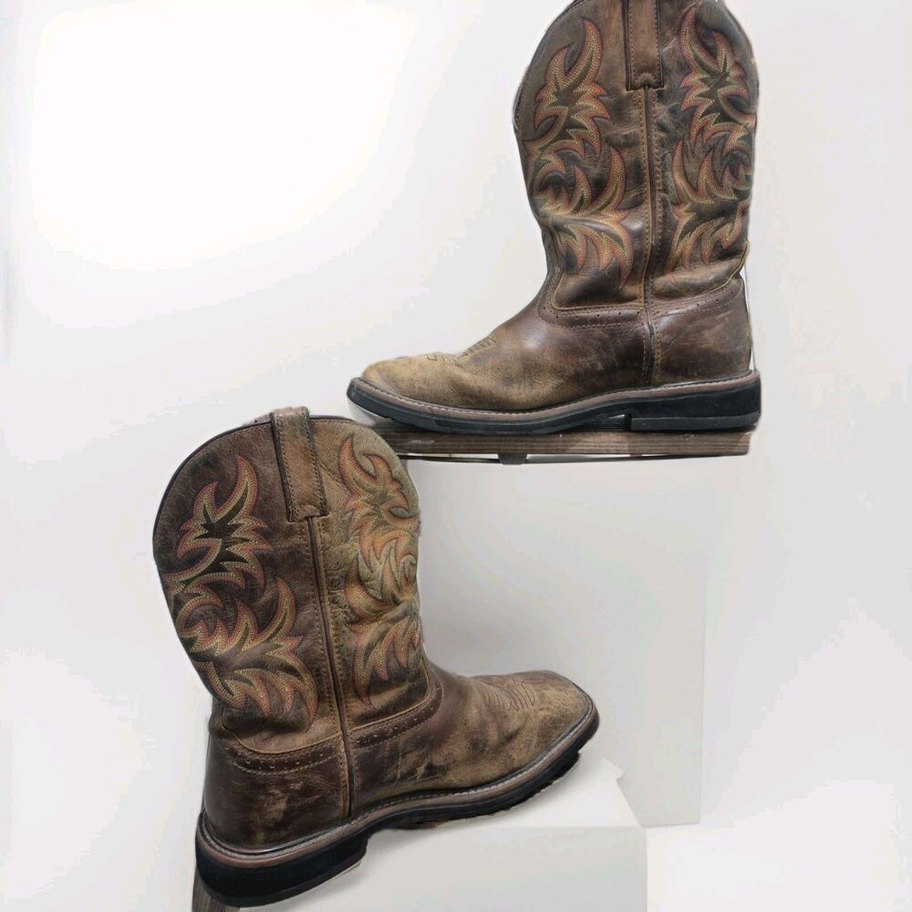 Justin Men's Driller 11" Leather Square Soft Toe Work Boots Size 12 EE